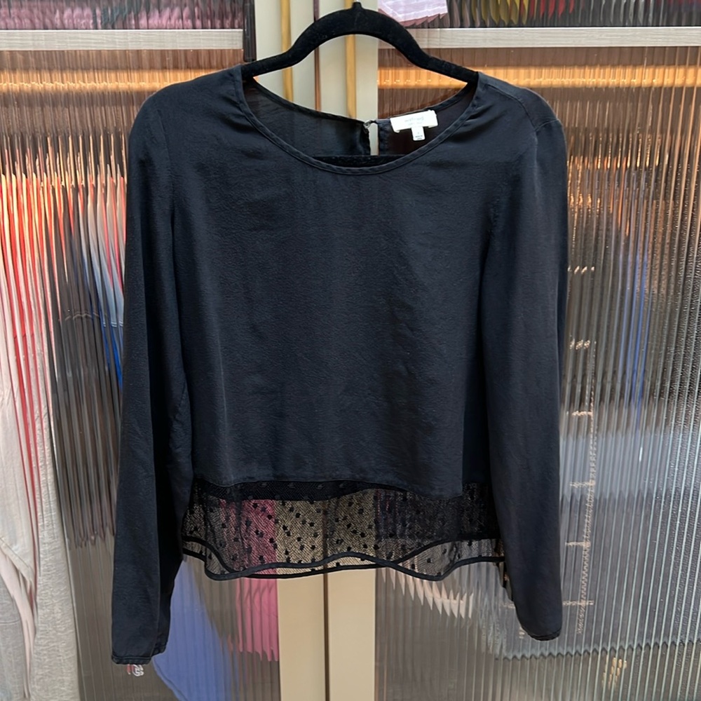 Aritzia Wilfred 100% Silk Black Long sleeve Shirt